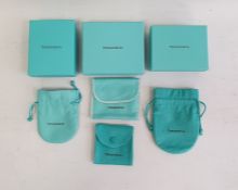 Three Tiffany & Co. jewellery boxes and four Tiffany & Co. cloth jewellery pouches