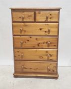 20th century pine bedroom chest of two short over four long drawers and a three-part dressing