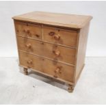 Early 20th century pine chest of two short over two long drawers, on turned feet, 82.5cm x 84cm