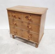 Early 20th century pine chest of two short over two long drawers, on turned feet, 82.5cm x 84cm