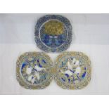Set of three Rosenthal Bjorn Wimblad limited edition glass Christmas  plaques 'Limitierte
