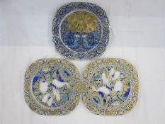 Set of three Rosenthal Bjorn Wimblad limited edition glass Christmas  plaques 'Limitierte