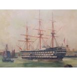 19th century school Oil on board Ships in harbour, marked to reverse signed T. Moss, dated 1887