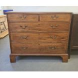 19th century mahogany chest of two short over three long drawers, the rectangular top with applied