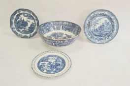 Collection of Staffordshire pearlware, early 19th century, comprising a chinoiserie pavilion pattern