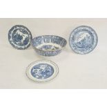 Collection of Staffordshire pearlware, early 19th century, comprising a chinoiserie pavilion pattern