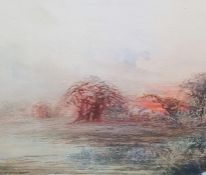 James Stuart Campbell McEwan Brown (1870-1949)  Watercolour drawing Landscape at dusk, signed