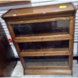 Early 20th century Globe Wernicke style oak three sectional bookcase, 87cm wide x 112.5cm talll