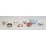 Collection of English pottery and porcelain teawares, circa 1830 and later, printed and painted with