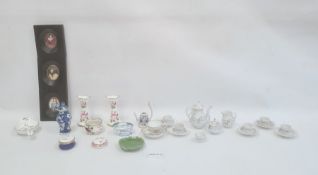 Assorted collection of miniature porcelain figures and models, including models of swans, birds