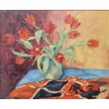 Aileen M Laming (20th century) Oil on canvas 'Tulips' Signed lower left 50cm x 60.5cm