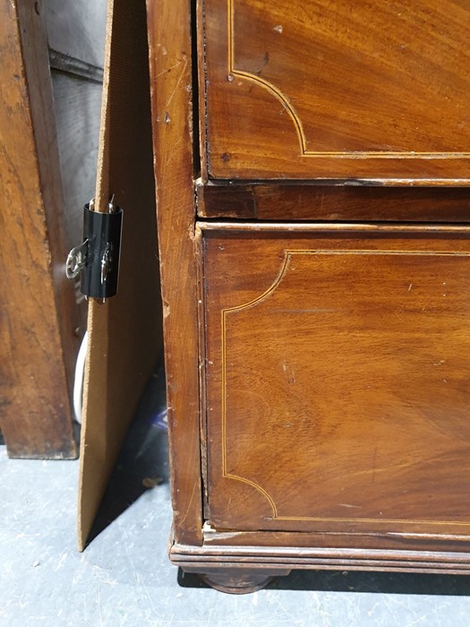 19th century converted mahogany linen press, the moulded cornice above two cupboard doors - Image 20 of 28