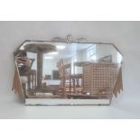 Art Deco mirror, max width approx 68.5cm