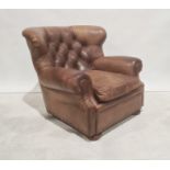 Ralph Lauren 20th century brown leather button back armchairCondition ReportPictures provided.
