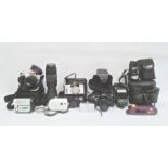 Quantity cameras, lenses, pair of binoculars to include Canon and MinoltaCondition ReportInformation