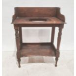 19th century stained washstand with three-quarter galleried top, on turned supports, shelved