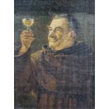 20th century school Oil on board A monk holding a glass of wine/mead Unsigned 23cmx 17cm