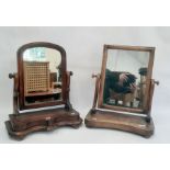 19th century mahogany swing mirror on serpentine-fronted base together with one further (2)