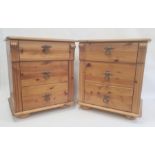 Pair of 20th century pine three-drawer dressing chests with fluted pilasters, 45.5cm x 53cm (2)