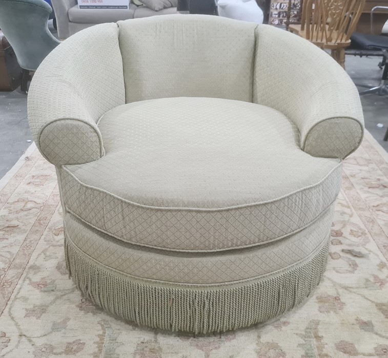 Two-seater sofa and single swivel chair in pale gold upholstery (2)  Condition ReportThe approximate - Image 2 of 2