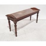 Late 19th/early 20th century mahogany window seat on turned and ring supports, 90.5cm wide