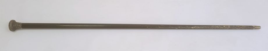 Silver-mounted ebonised walking cane with scroll decoration, London assay  Condition ReportLength is
