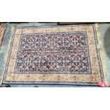 Blue ground Kashmiri allover design rug, 170cm x 118cm