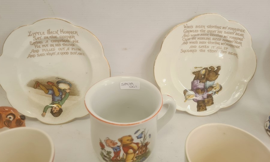 Collection of nurseryware pottery mugs, circa 1930 and later, variously printed and painted with - Image 3 of 12