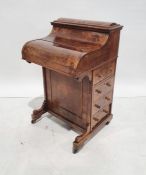 Victorian burr walnut davenport desk with rising back, fitted interior, four drawers, kneehole