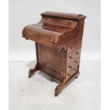 Victorian burr walnut davenport desk with rising back, fitted interior, four drawers, kneehole