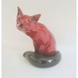 Royal Doulton flambe large seated fox, 24cm approx.  Condition ReportVery good condition, no