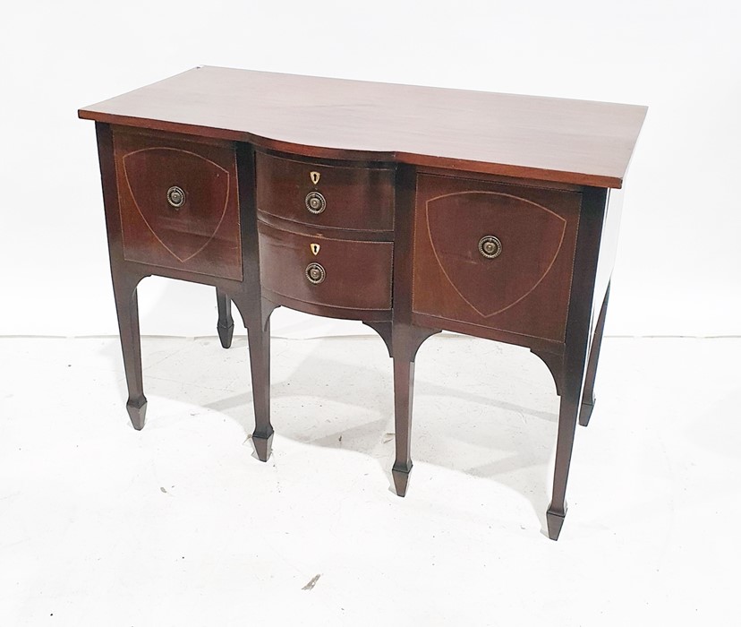 Late 19th century mahogany breakfront sideboard with two central drawers, flanked by two deep