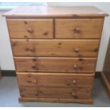 20th century pine chest of two short over four long drawers, 80cm x 96cm