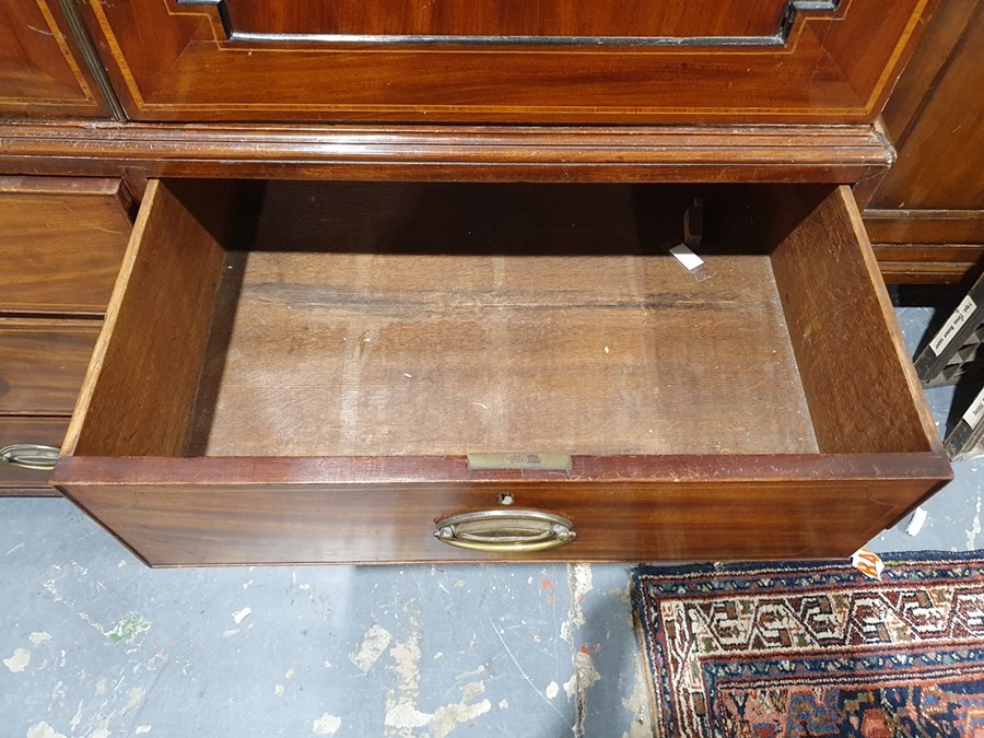 19th century converted mahogany linen press, the moulded cornice above two cupboard doors - Image 18 of 28