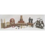 Quantity boxes including Anglo-Indian, compact metal model boat and other items