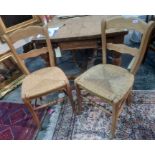 Set of six beech framed rush seated chairs with stretchered bases (6)