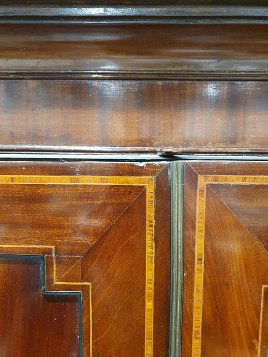 19th century converted mahogany linen press, the moulded cornice above two cupboard doors - Image 3 of 28