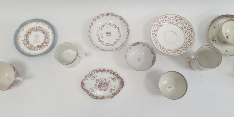 Collection of English porcelain teawares, circa 1780 and later, including a Newhall saucer painted - Image 2 of 5