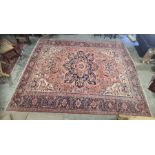 Eastern rug, pink ground with central foliate medallion, field foliately decorated, cream ground