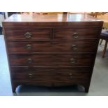 19th century mahogany chest of two short over three long drawers, 98cm x 92cm