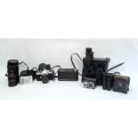 Pentax Asahi Spotmatic camera, a Sony Cybershot small camera, various other cameras, binoculars, etc