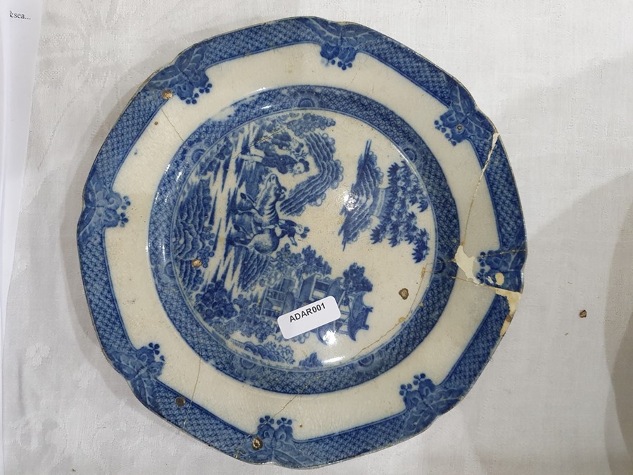 Collection of Staffordshire blue and white pottery, 19th century, variously transfer printed in - Image 34 of 55