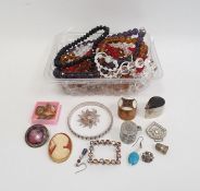 Quantity of faceted bead necklaces and assorted pill boxes, etc.