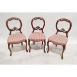 Set of three 19th century bedroom chairs with carved backs to cabriole front legs (3)