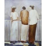 Liz Duff (20th century) Oil on canvas "On the Bridge", 50cm x 40cm