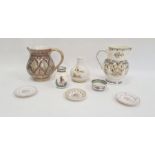 Gubbio majolica lustre jug, 15cm high, a French (Montreuil-sur-Mer) pottery jug, a Quimper vase, a