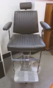 Mid 20th century Belmont hairdresser's chair finished in black leather and chrome, labelled to