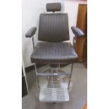 Mid 20th century Belmont hairdresser's chair finished in black leather and chrome, labelled to