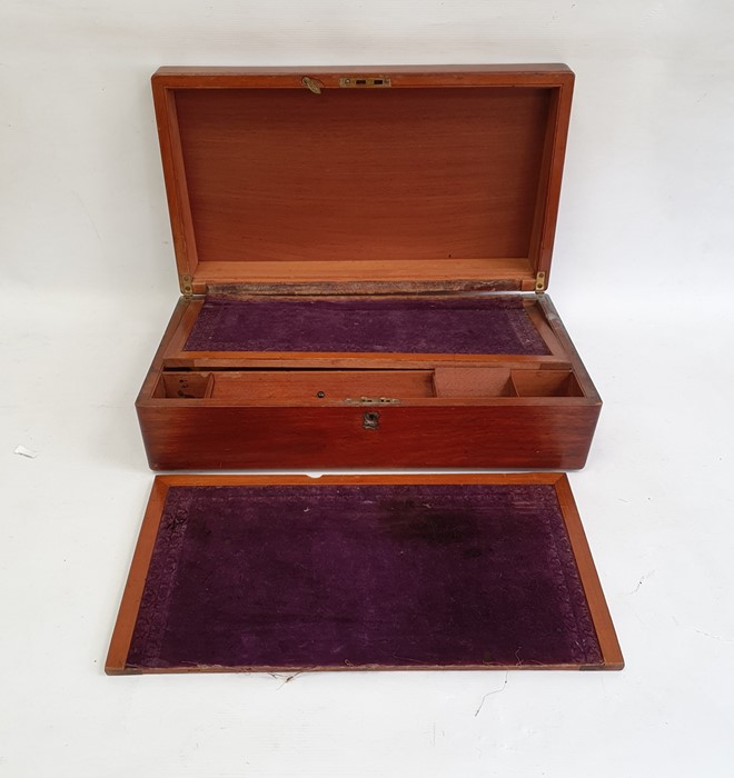 Mahogany writing slope, a banded mahogany box and a leather-bound green velvet lined jewel box (3) - Image 2 of 8