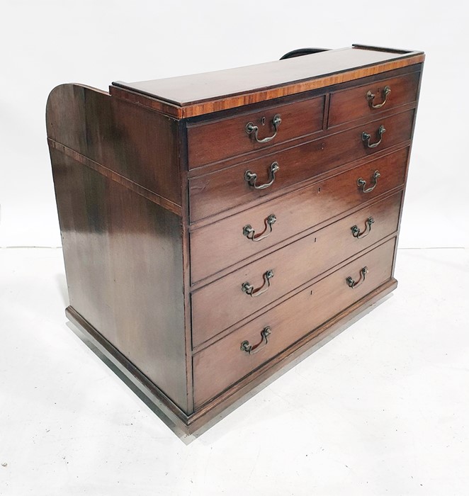 19th century mahogany roll-top desk with fitted interior above two short and three long graduated - Image 3 of 3